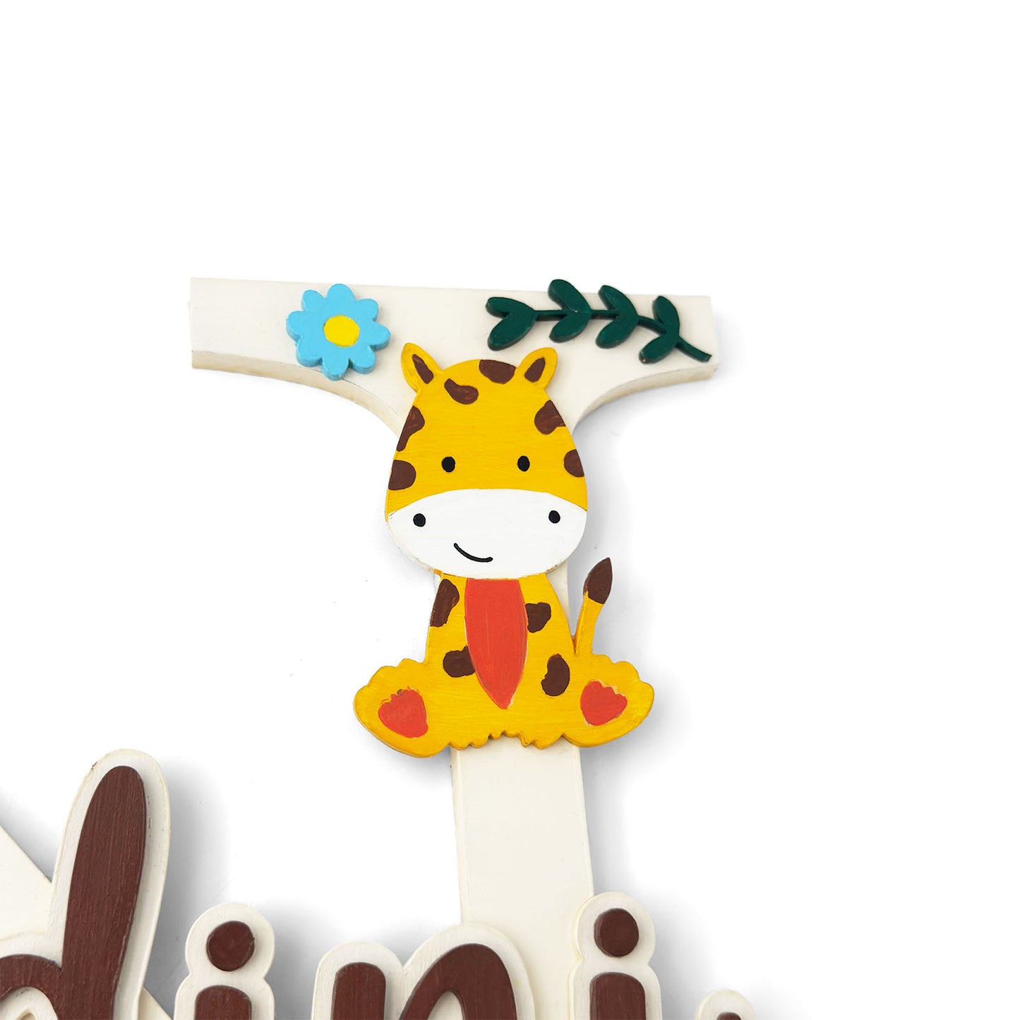 Animal Themed Layered Alphabet Initial Hand-Painted Wooden Kids Name Plate Design 2