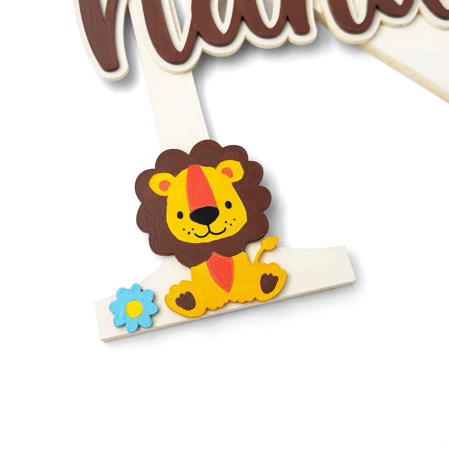 Animal Themed Layered Alphabet Initial Hand-Painted Wooden Kids Name Plate Design 2