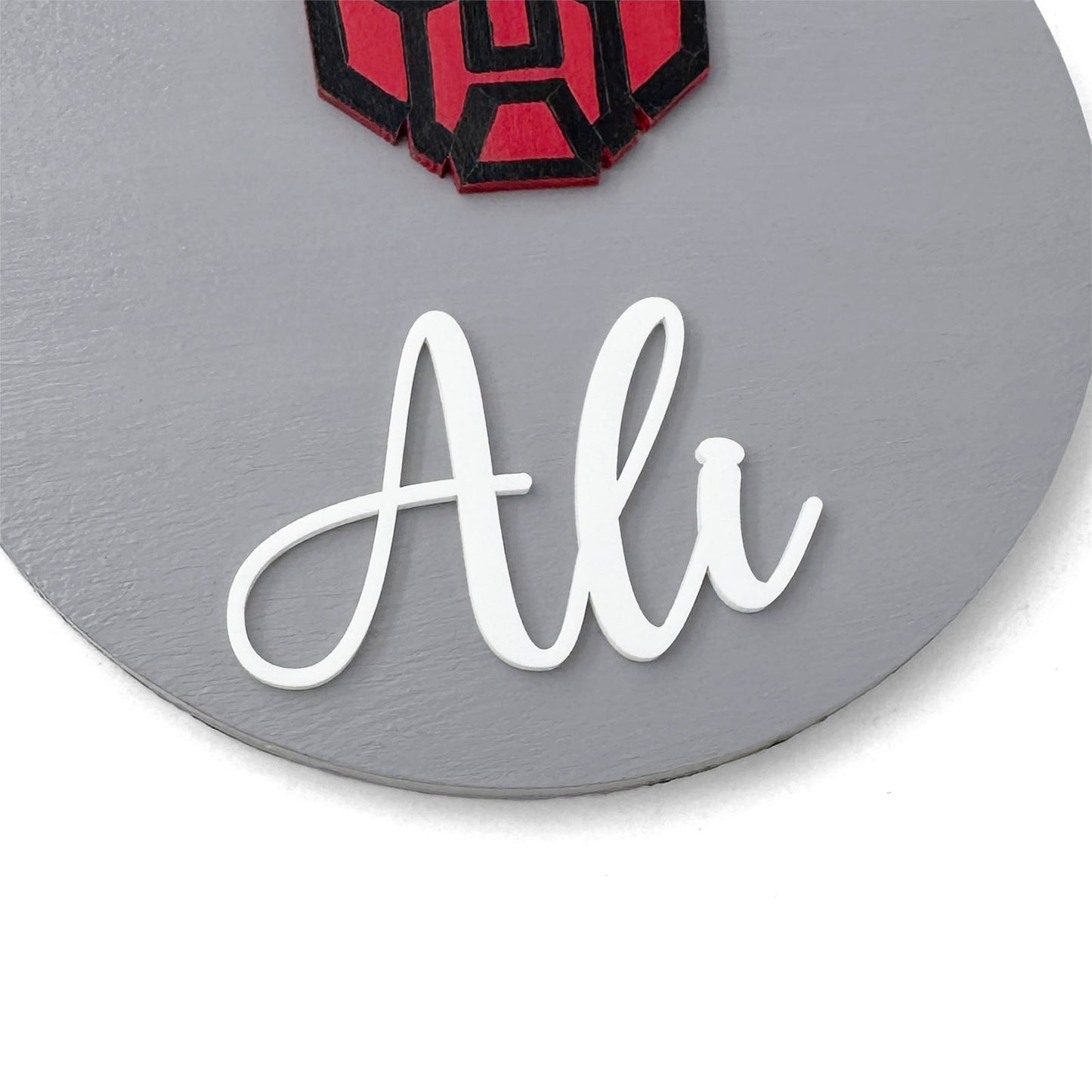 Transformers Logo Themed Hand-Painted Wooden Name Plate For Kids