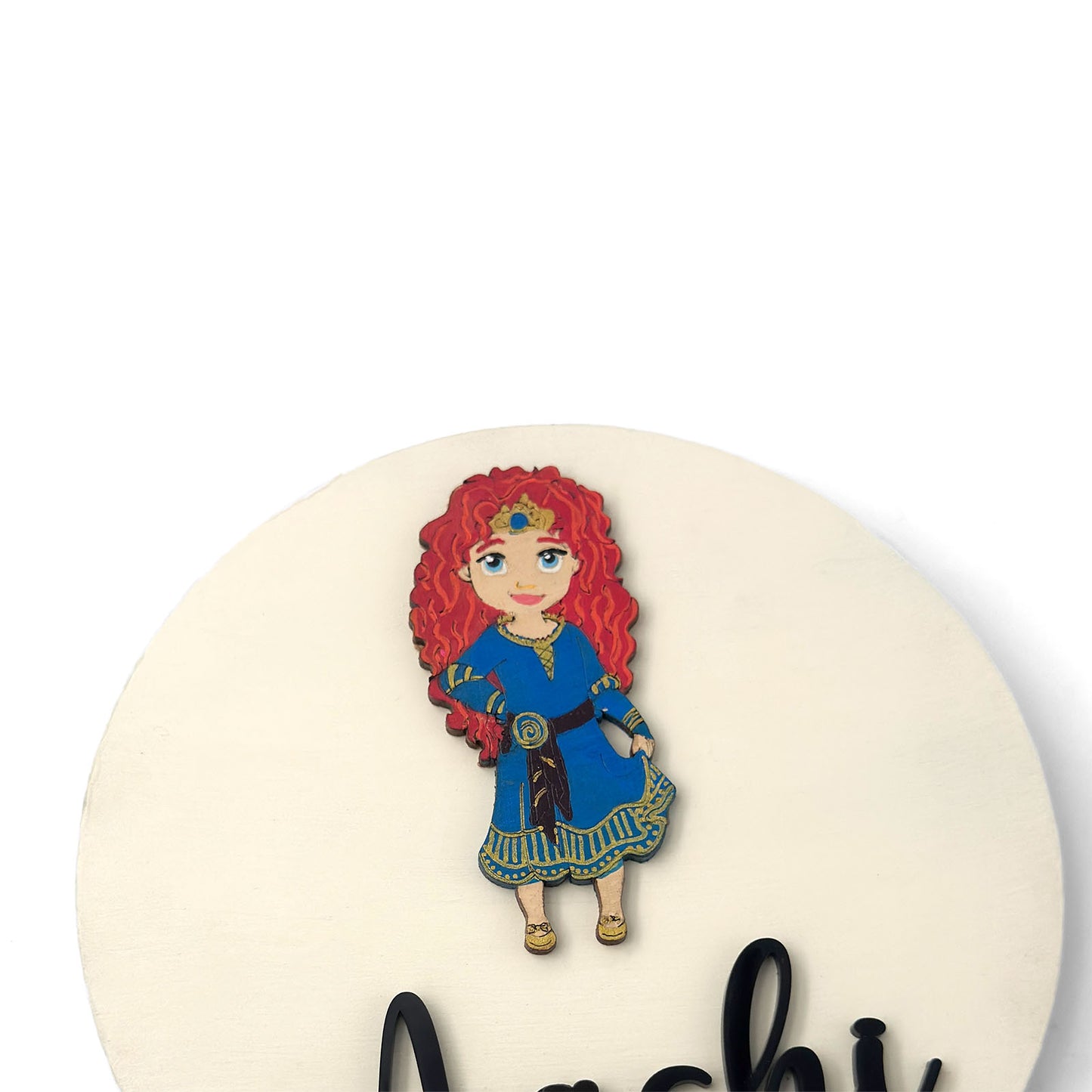 Disney Princess Merida Themed Hand-Painted Wooden Name Plate For Kids