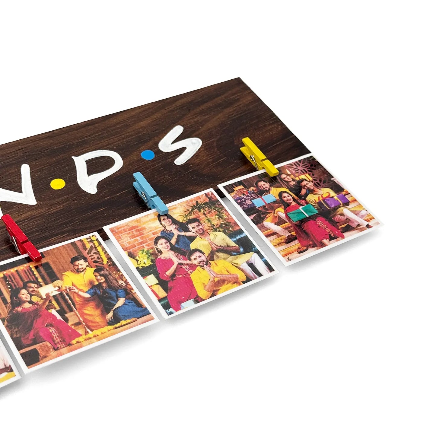 F.R.I.E.N.D.S. Hand-Painted Wooden Photo Holder - Wooden Finish