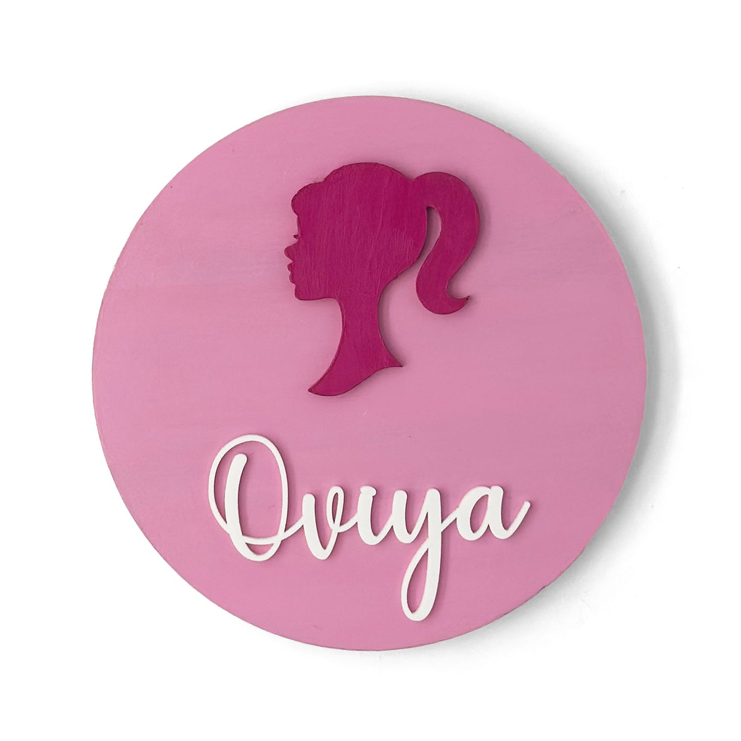 Barbie Themed Hand-Painted Wooden Name Plate For Kids