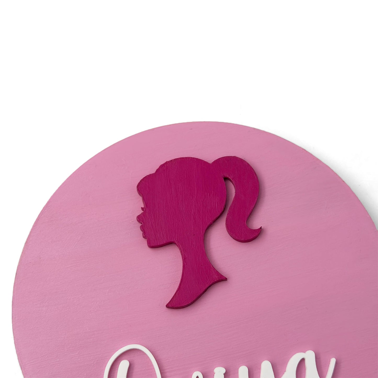 Barbie Themed Hand-Painted Wooden Name Plate For Kids