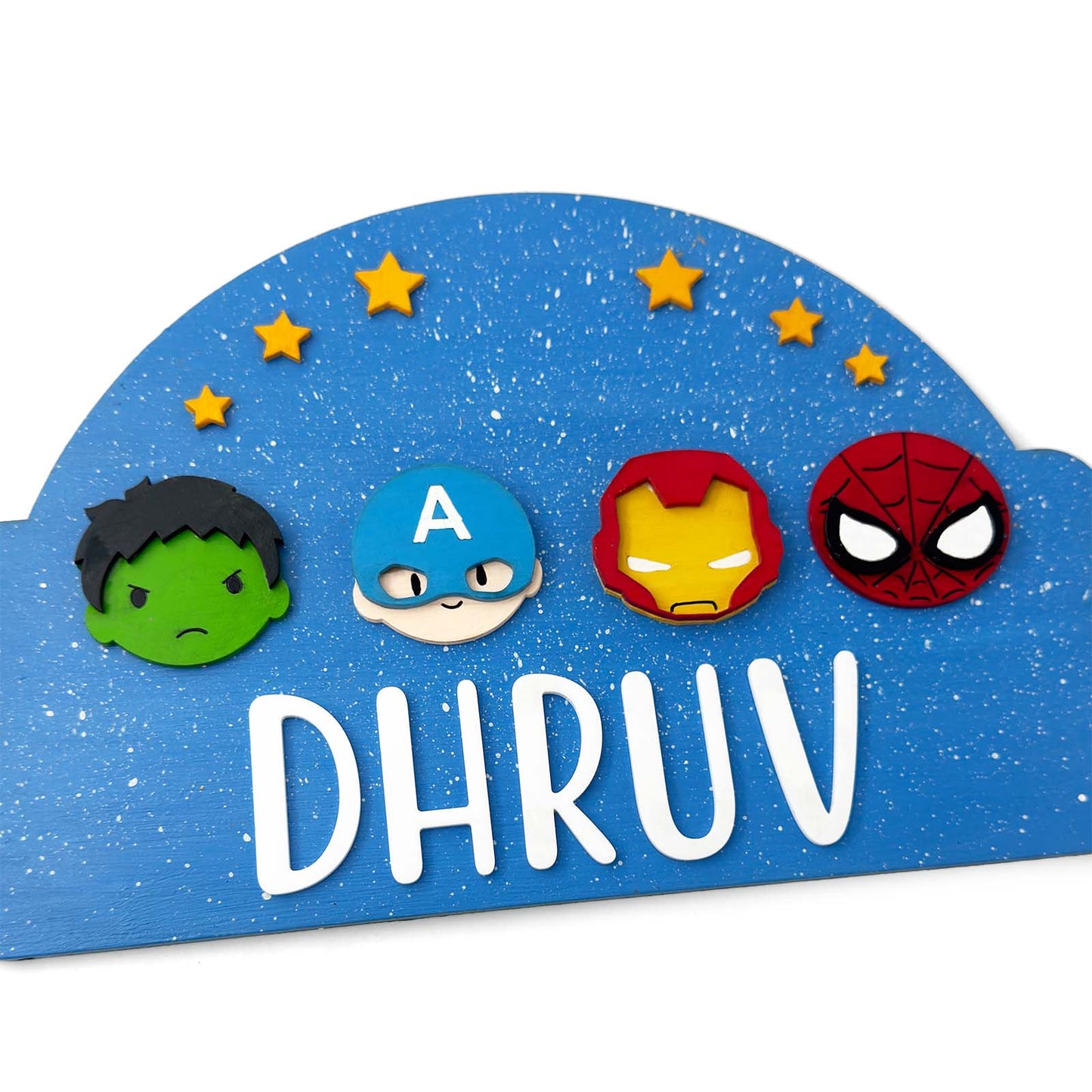 Superheroes Avengers Themed Hand-Painted Wooden Arch-Shaped Kids Name Plate