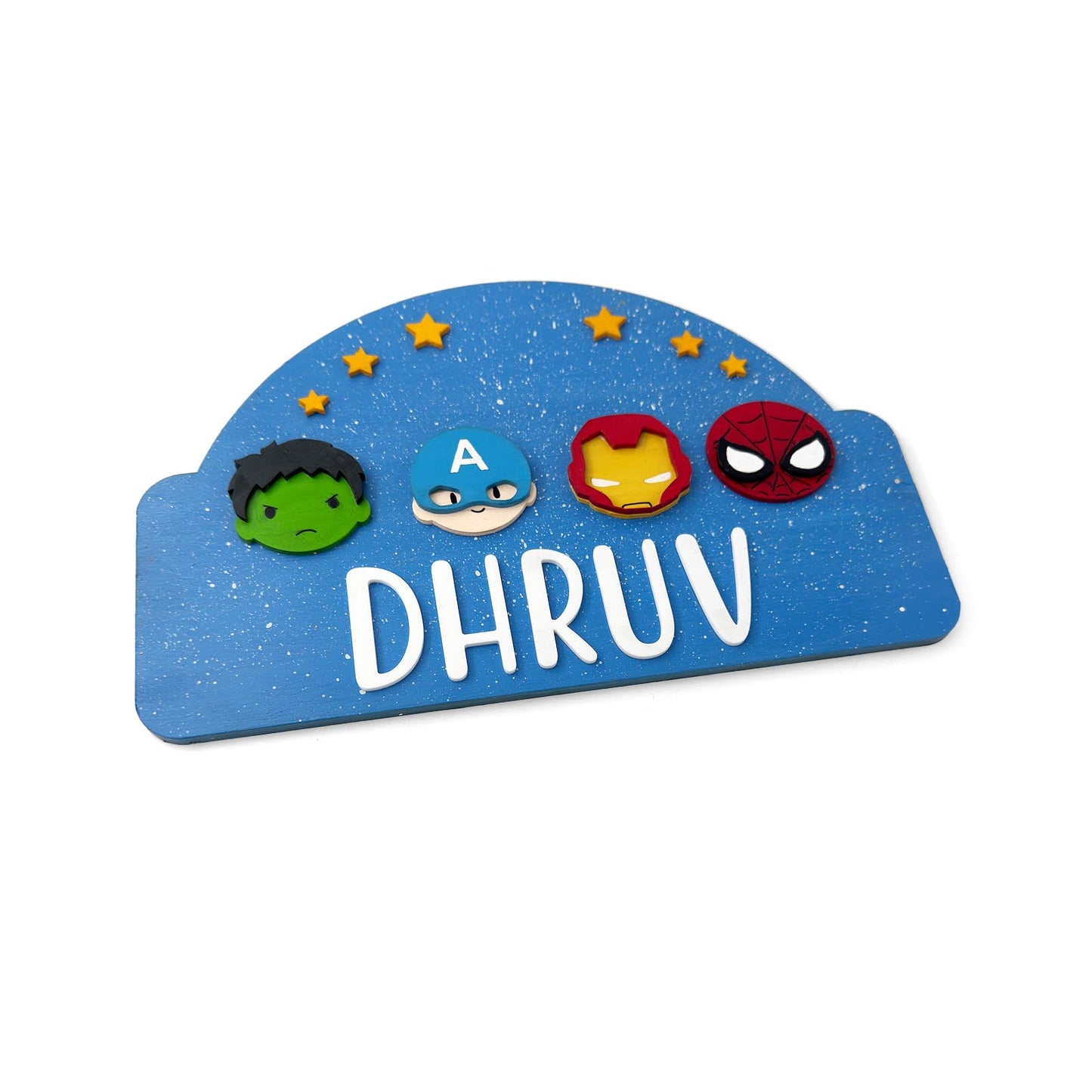 Superheroes Avengers Themed Hand-Painted Wooden Arch-Shaped Kids Name Plate