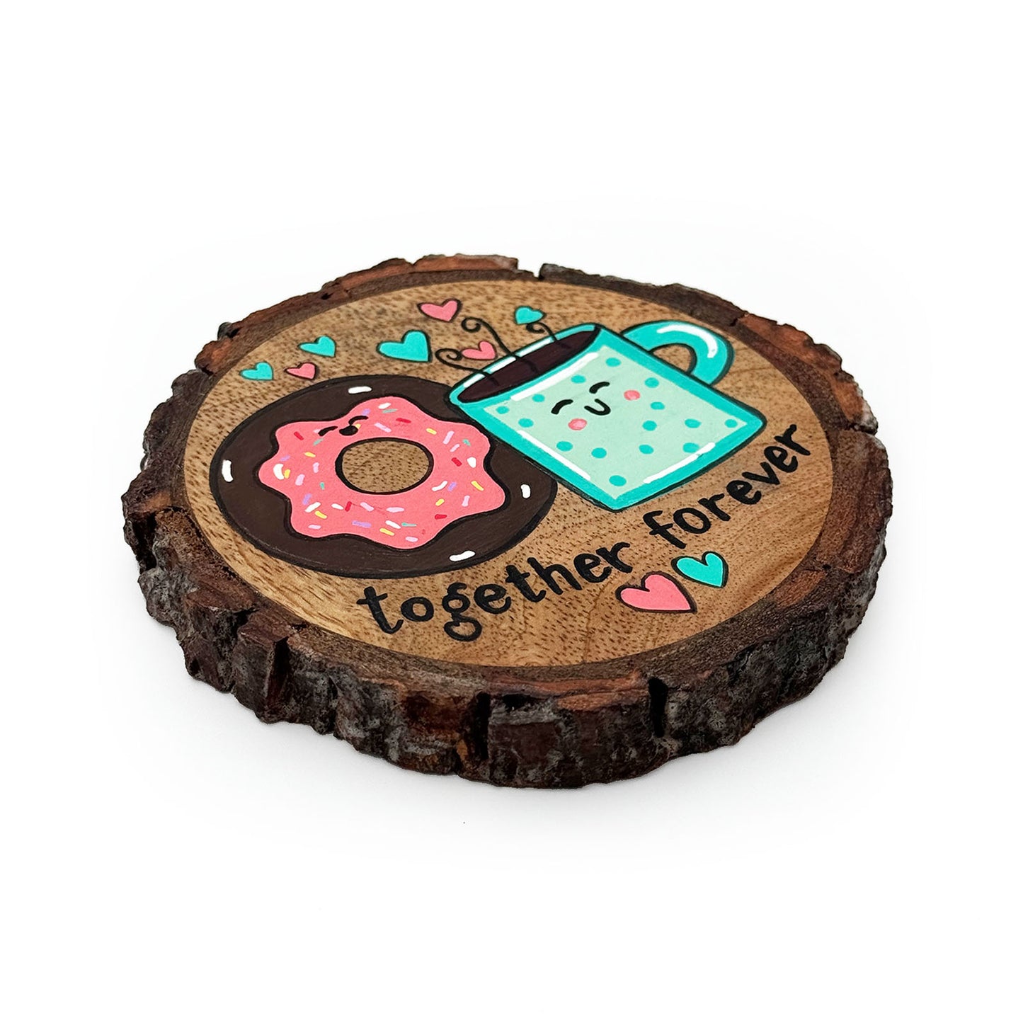 Together Forever Hand-Painted Wooden Coaster