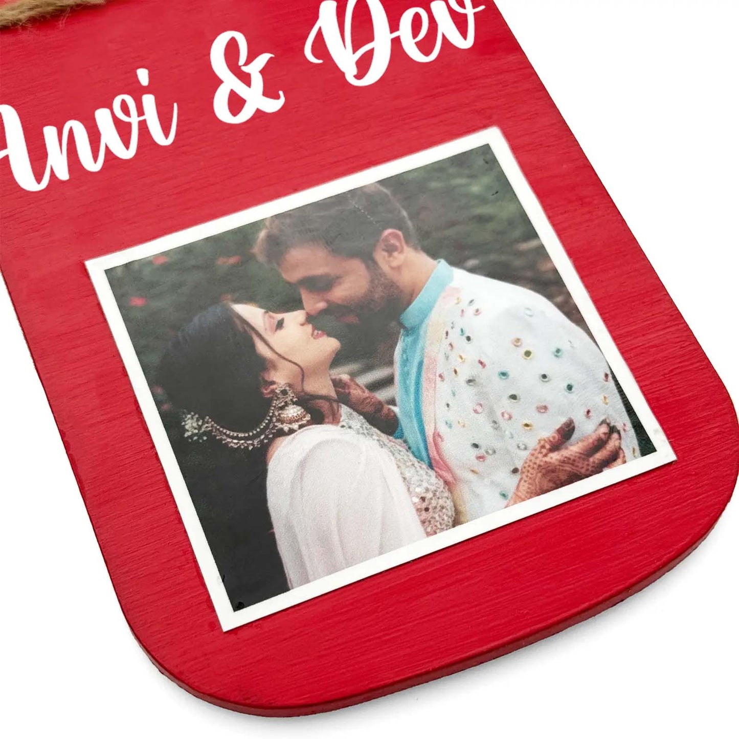 Personalised Hand-Painted Wooden Jar Fridge Magnet With Photo - Red