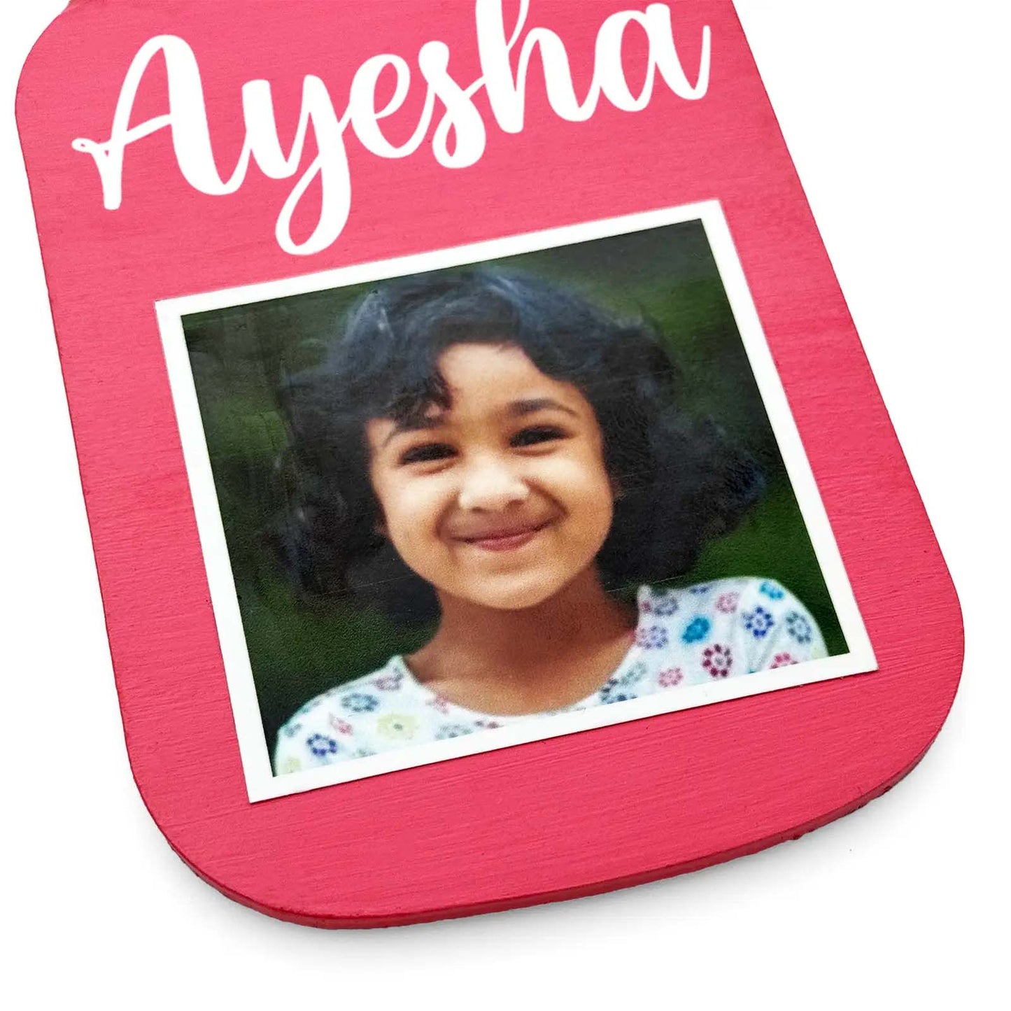 Personalised Hand-Painted Wooden Jar Fridge Magnet With Photo - Pink