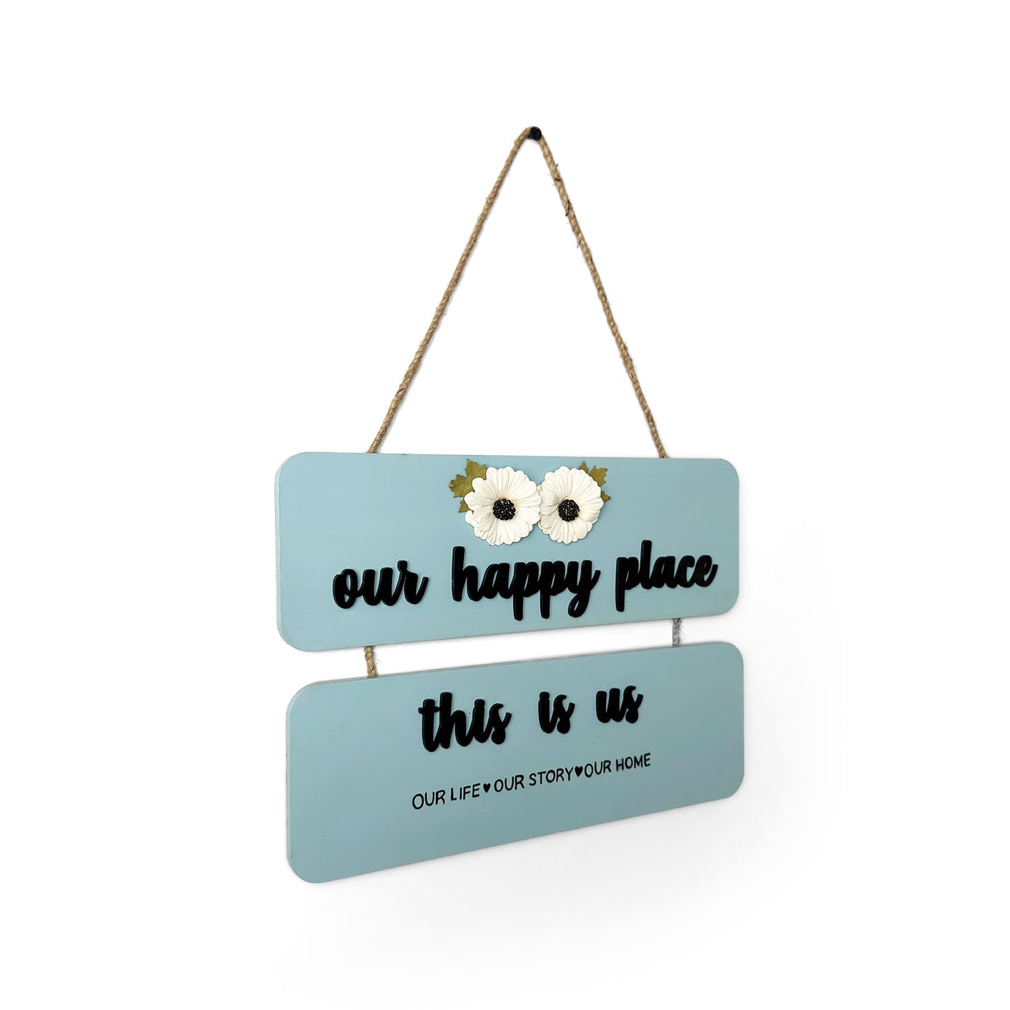Our Happy Place Hand-Painted Wooden Wall Hanging