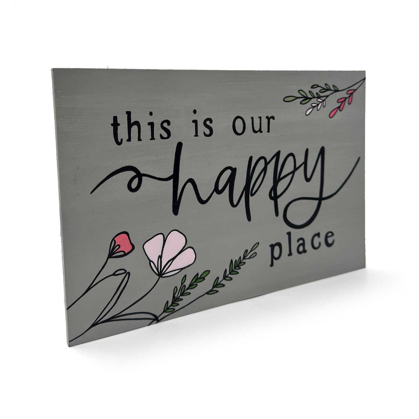 This Is Our Happy Place Hand-Painted Wooden Wall Hanging