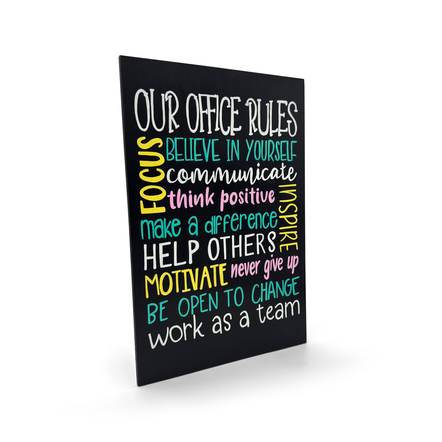 Our Office Rules Hand-Painted Wooden Wall Hanging