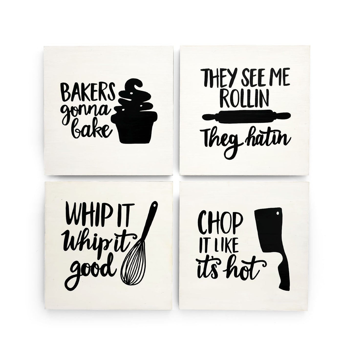 Hand-Painted Wooden Kitchen Wall Combo of 4 - Combo Two