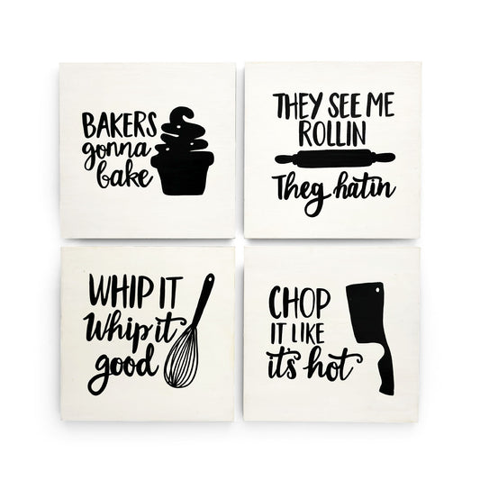 Hand-Painted Wooden Kitchen Wall Combo of 4 - Combo Two