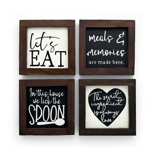 Hand-Painted Wooden Kitchen Wall Combo of 4 - Combo One