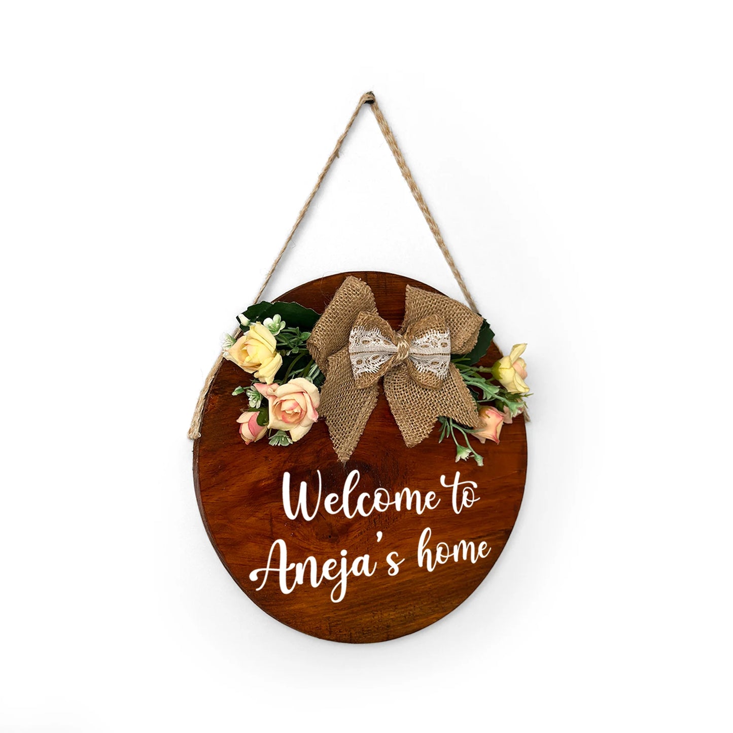 Personlised Hand-Painted Wooden Door Hanger - Wooden Finish