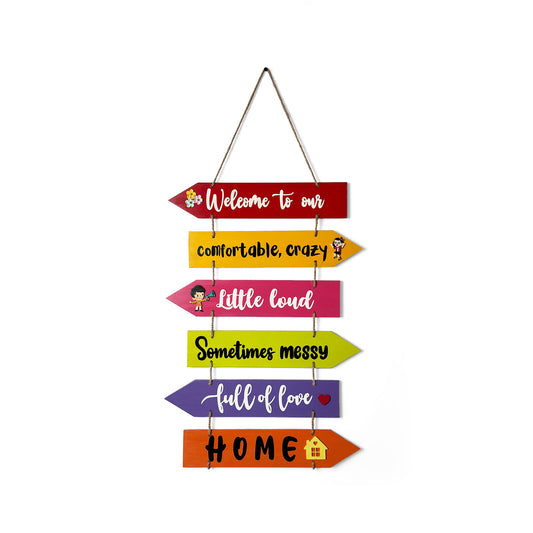 Welcome To Our Home Hand-Painted Wooden Arrow Plank Wall Hanging - Design 11