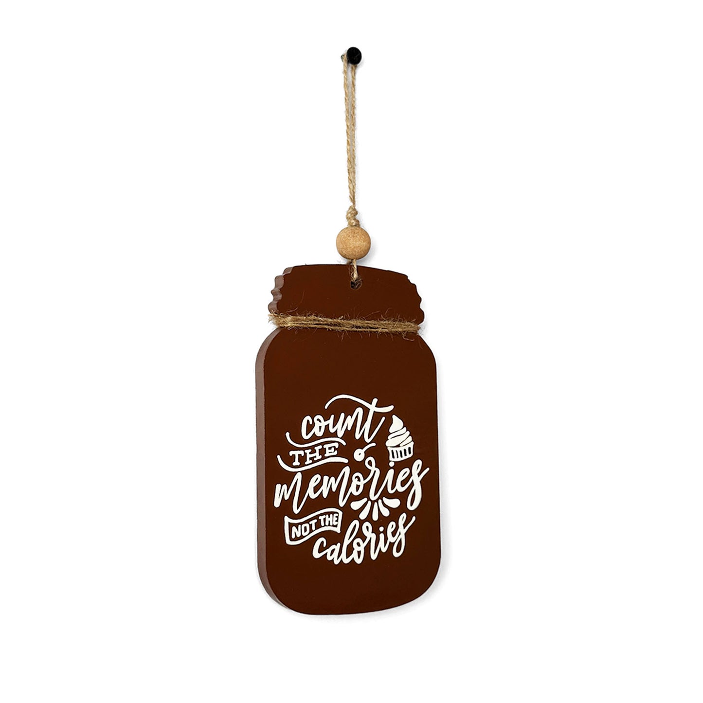 Count The Memories Not The Calories Hand-Painted Wooden Jar Kitchen Wall Hanging - Brown