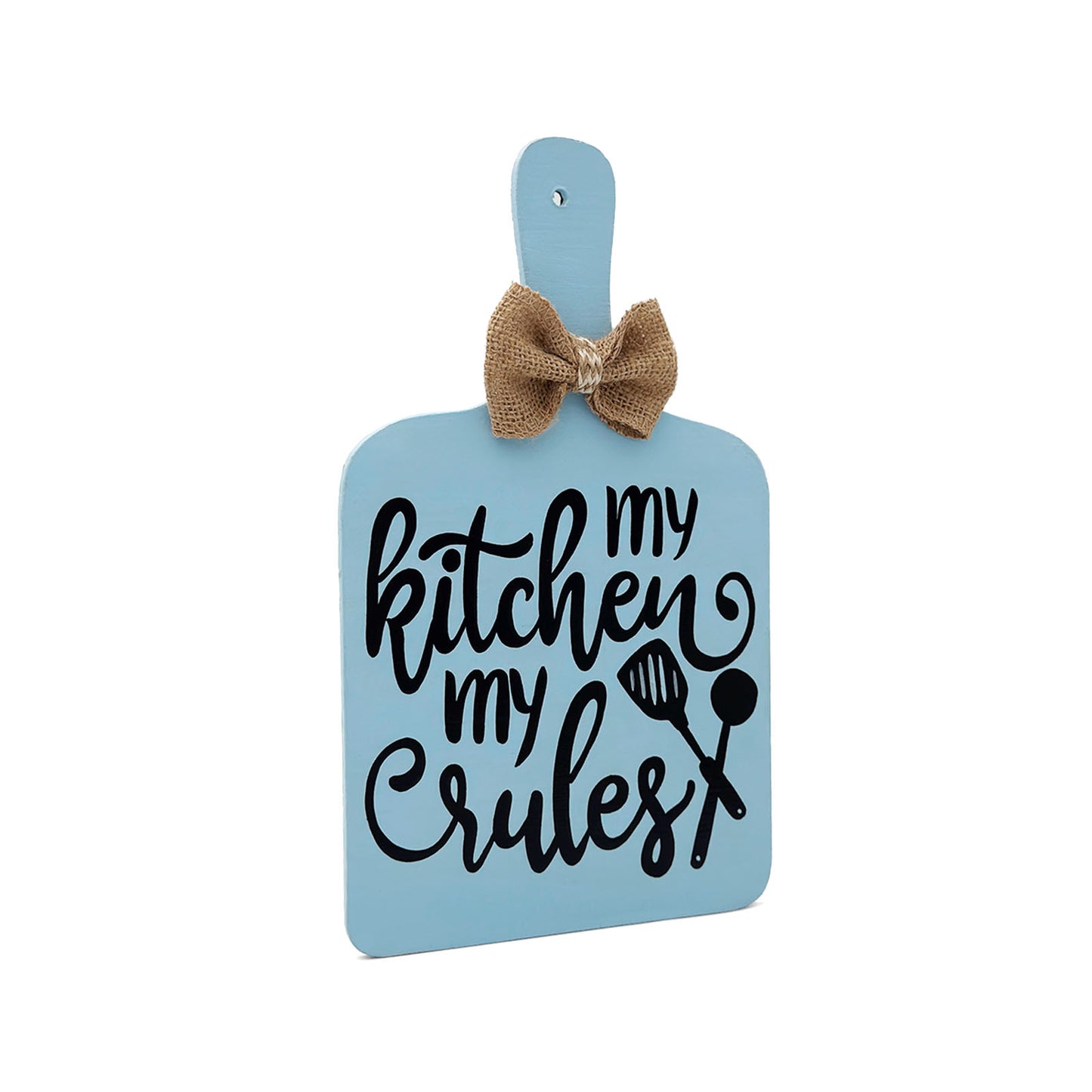 My Kitchen My Rules Hand-Painted Wooden Chopping Board Kitchen Wall Hanging - Grey
