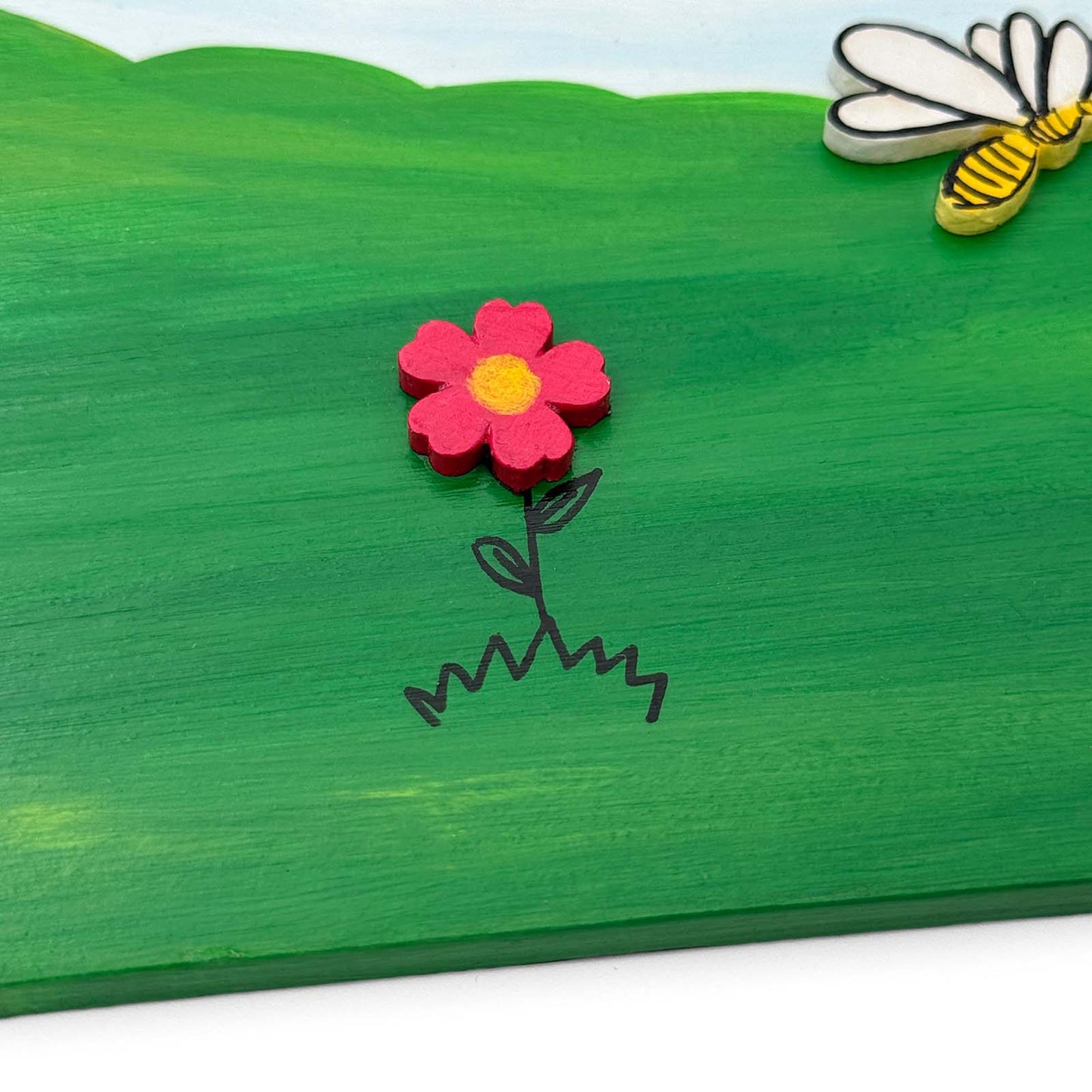 Girl Reading Book Hand-Painted Wooden Kids Name Plate