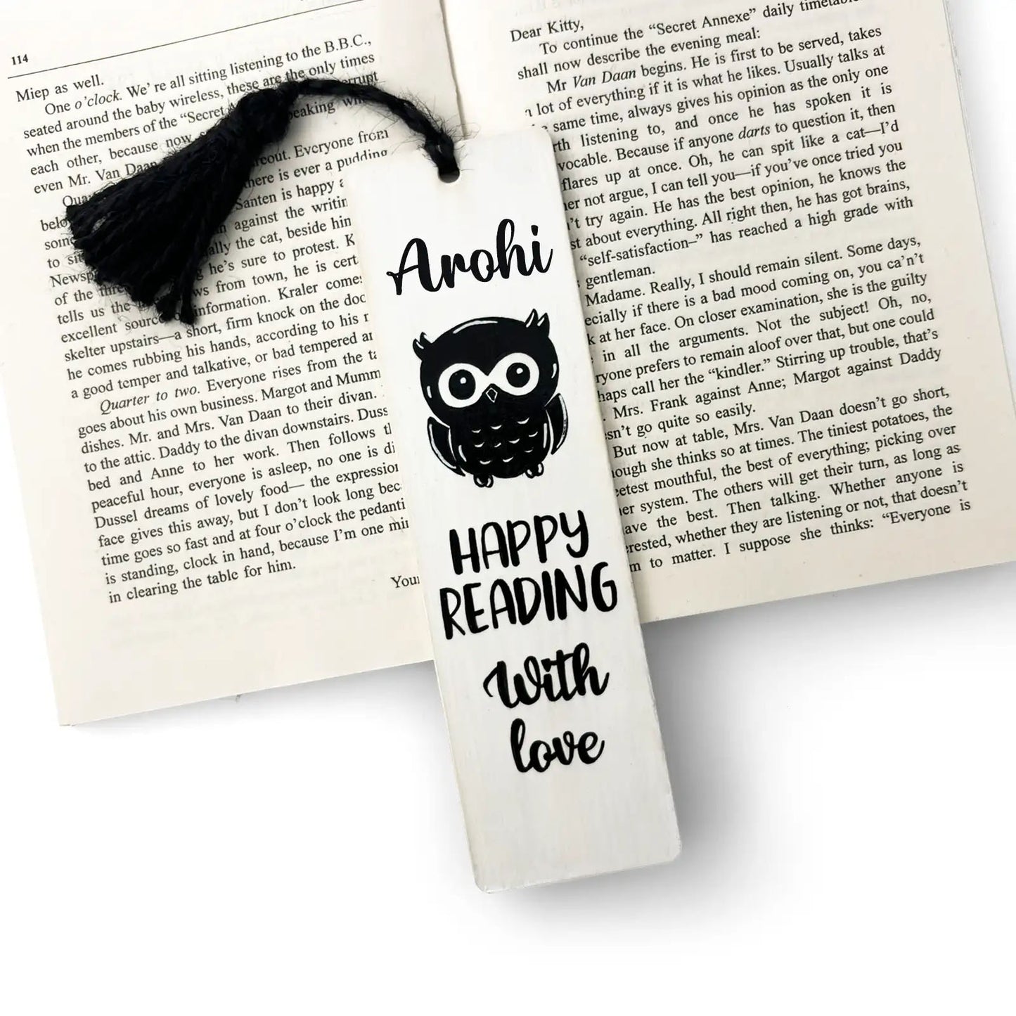 Personalised Hand-Painted Wooden Bookmark With Owl