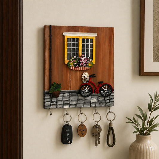 Hand-Painted Wooden Key Holder - Blooming Path