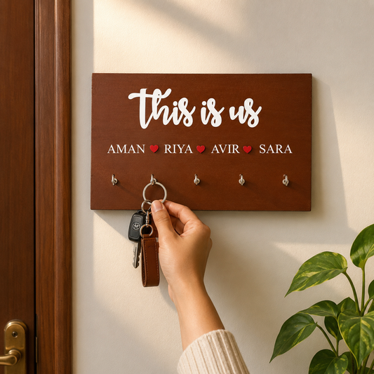 Personalised Hand-Painted Wooden Key Holder - This Is Us