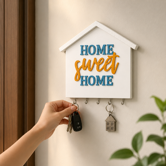 Hand-Painted Wooden Hut Key Holder - Home Sweet Home