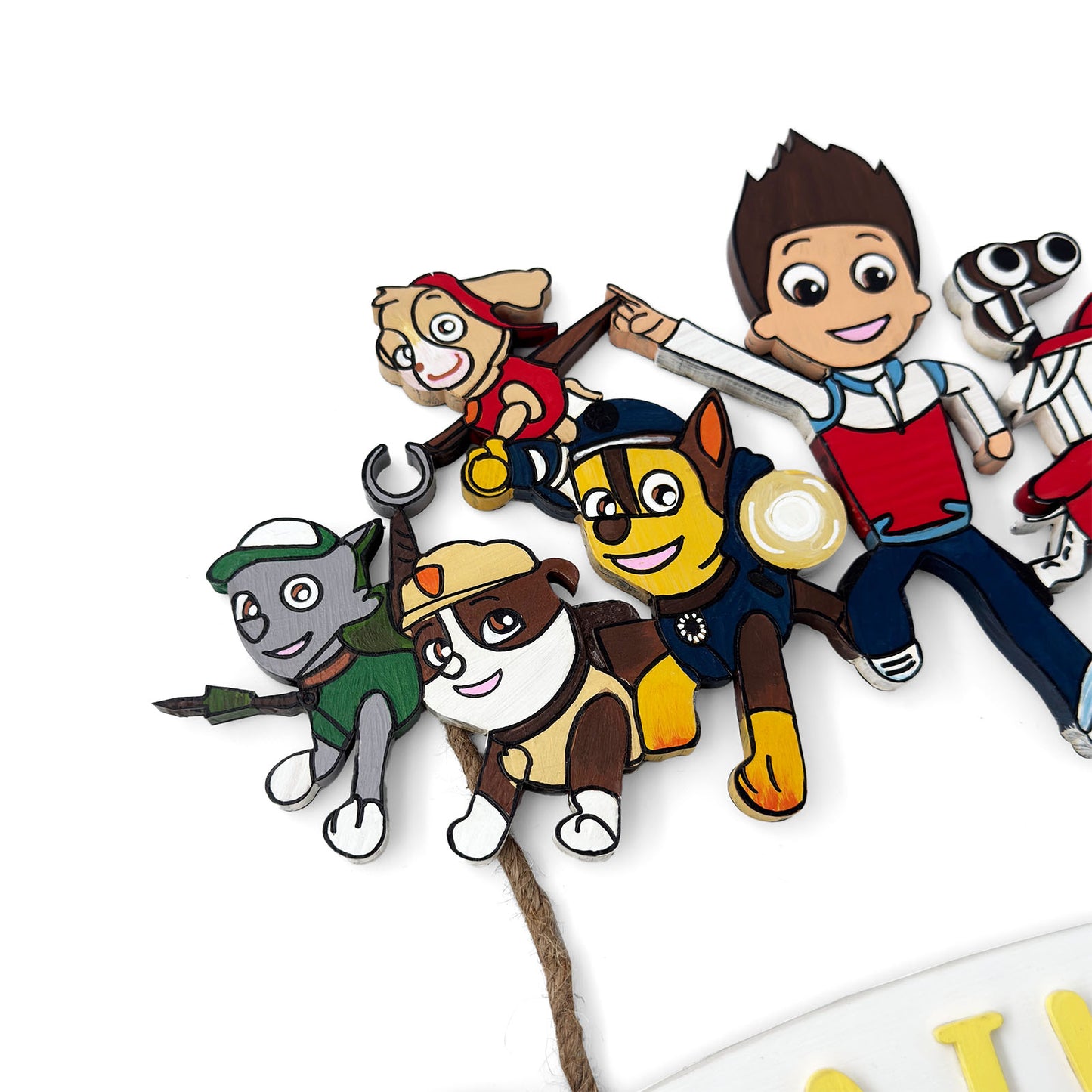Paw Patrol Themed Hand-Painted Wooden Kids Name Plate - Design 1