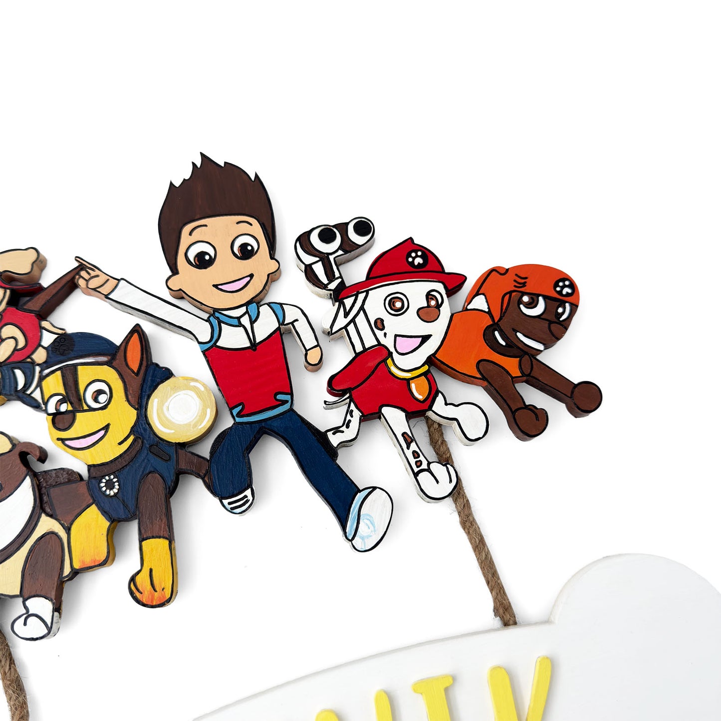 Paw Patrol Themed Hand-Painted Wooden Kids Name Plate - Design 1