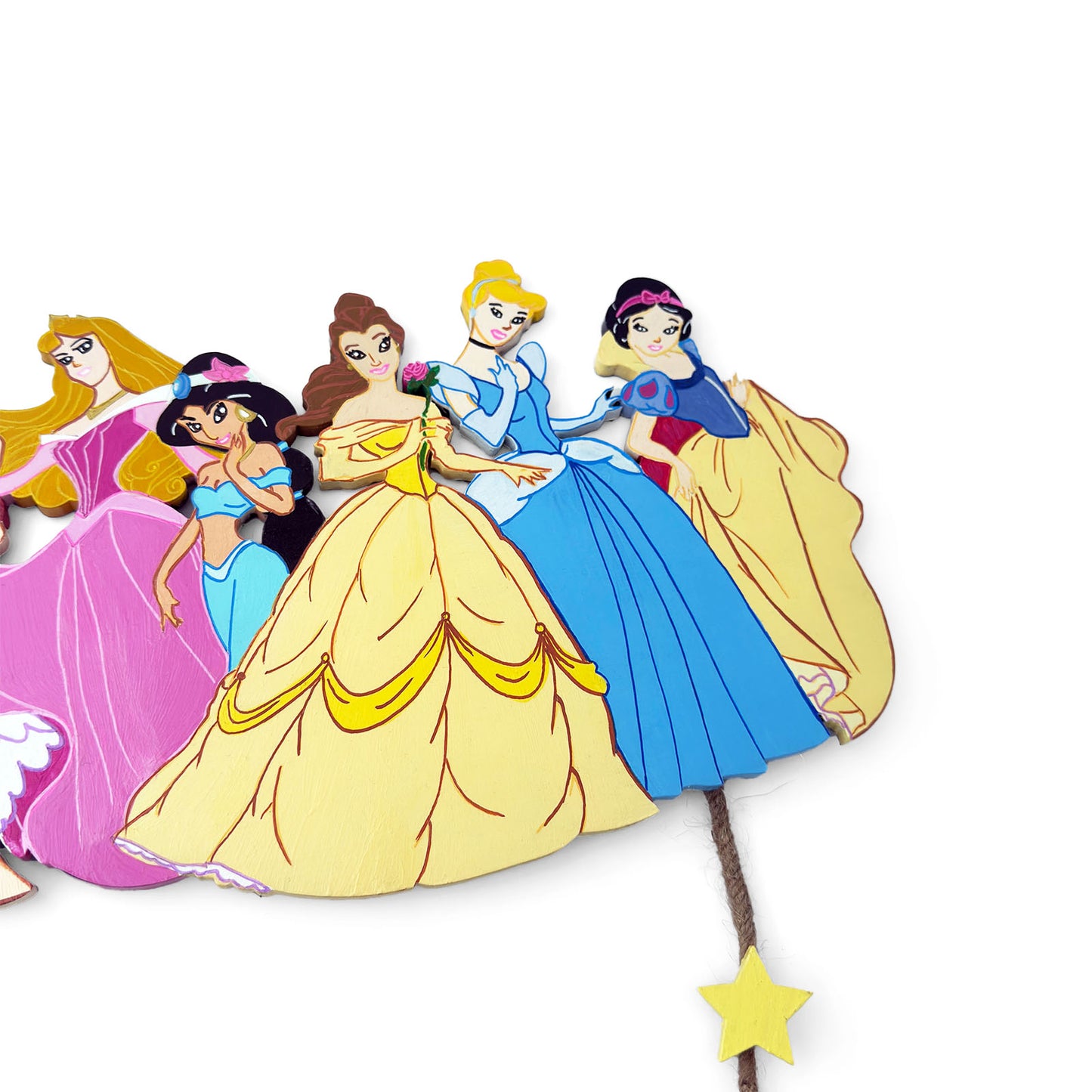 Disney Princess Themed Hand-Painted Wooden Kids Name Plate - Design 1