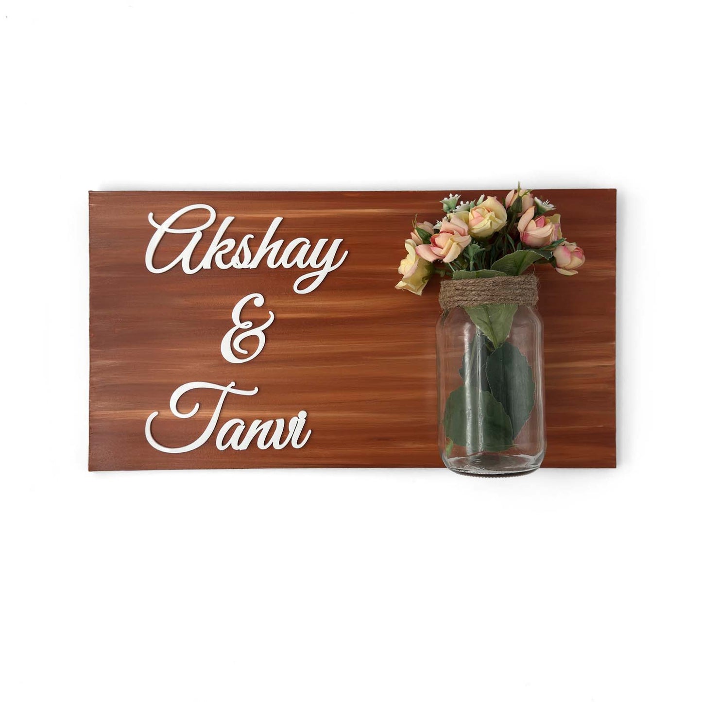 Hand-Painted Wooden Name Plate With Jar For Home - Only Jar Board