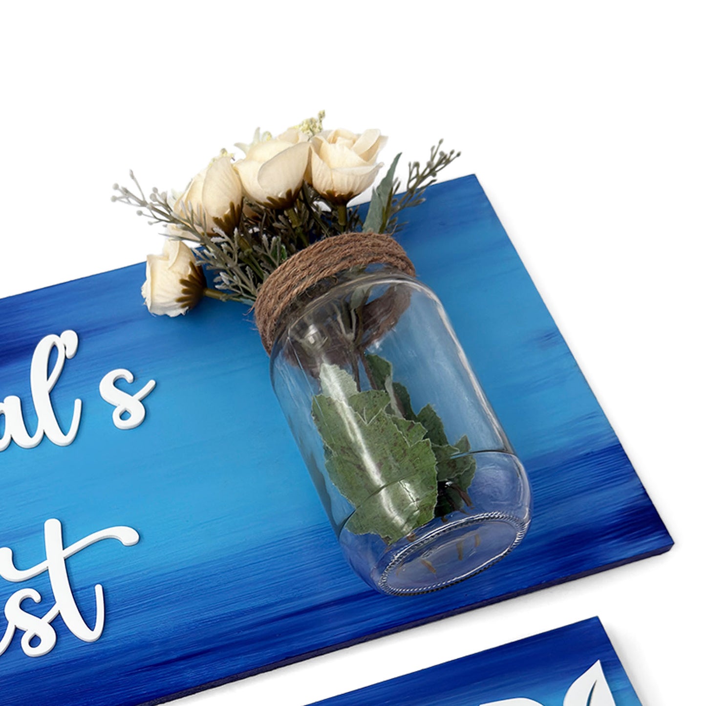 Hand-Painted Wooden Name Plate With Jar For Home - Jar Board & One Plank