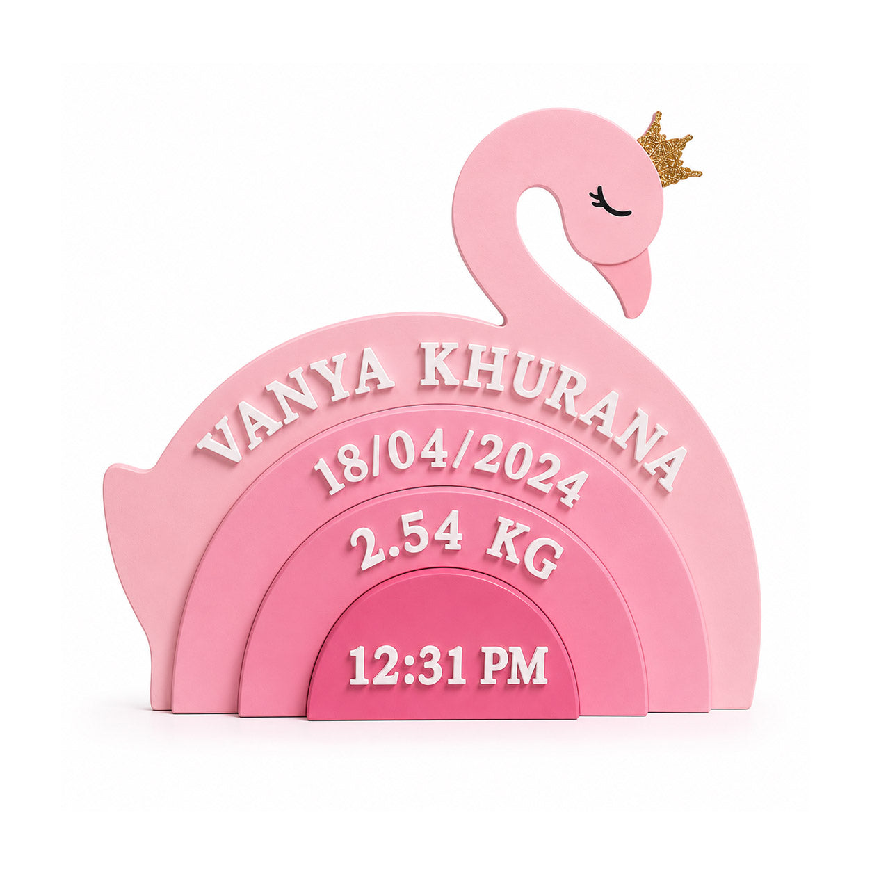 Duck Themed Hand-Painted Wooden Personalised Baby Birth Details Name Plate