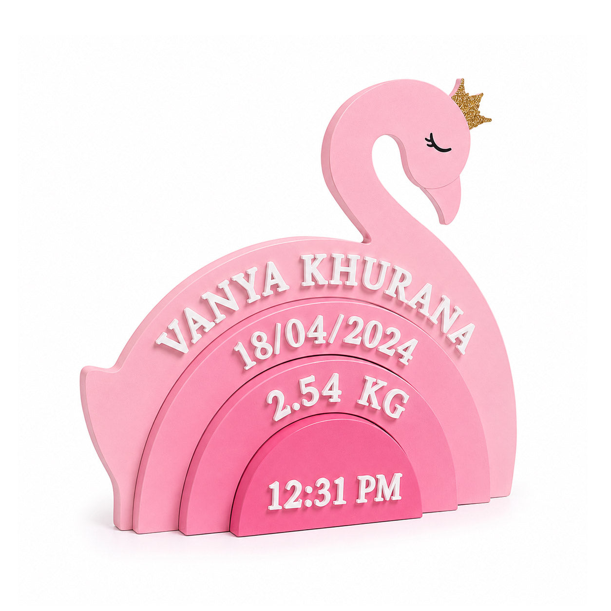 Duck Themed Hand-Painted Wooden Personalised Baby Birth Details Name Plate