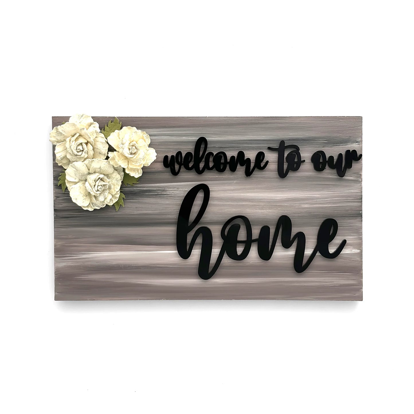 Welcome To Our Home Hand-Painted Wooden Wall Hanging
