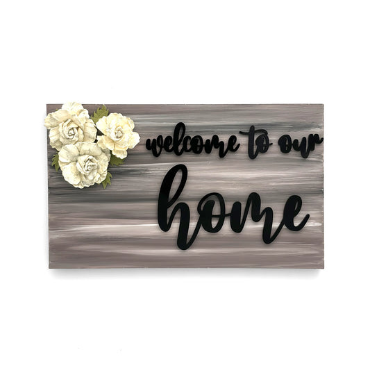 Welcome To Our Home Hand-Painted Wooden Wall Hanging