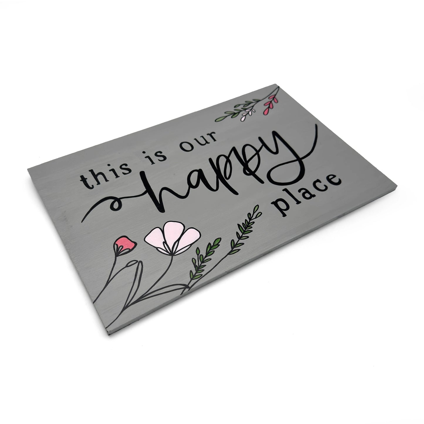 This Is Our Happy Place Hand-Painted Wooden Wall Hanging