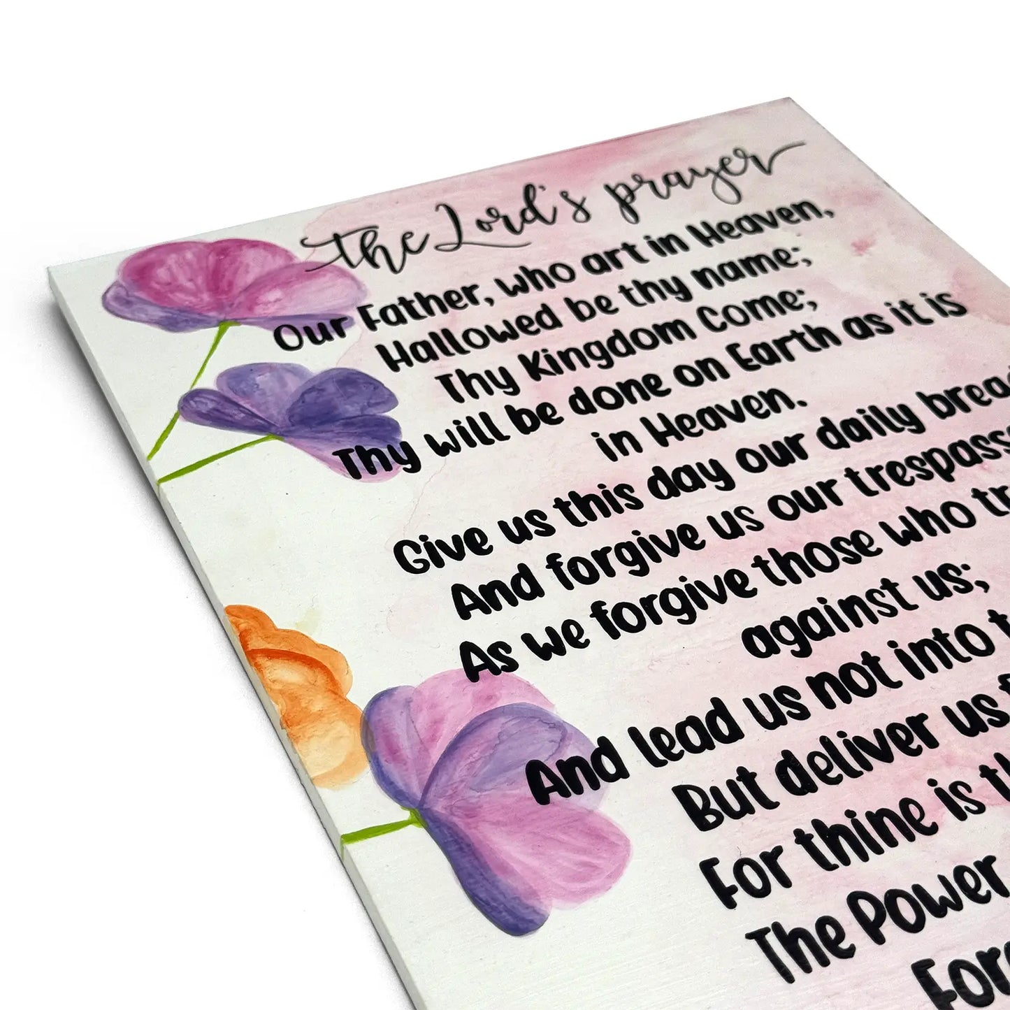 The Lord’s Prayer Hand-Painted Wooden Wall Hanging