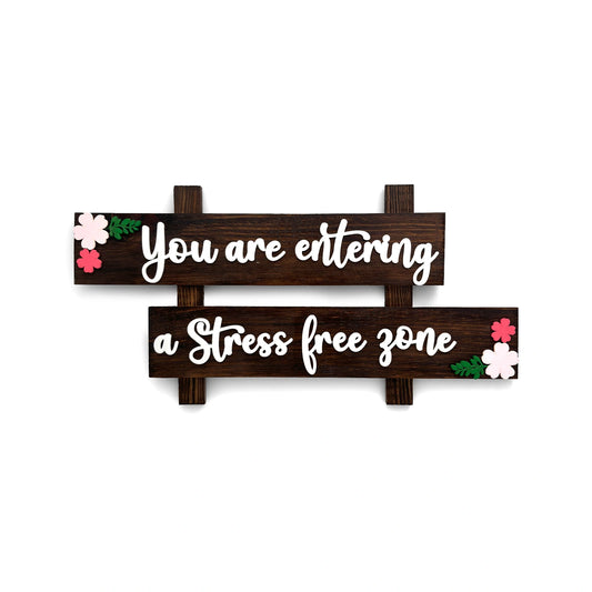 Stress Free Zone Hand-Painted Wooden Wall Hanging