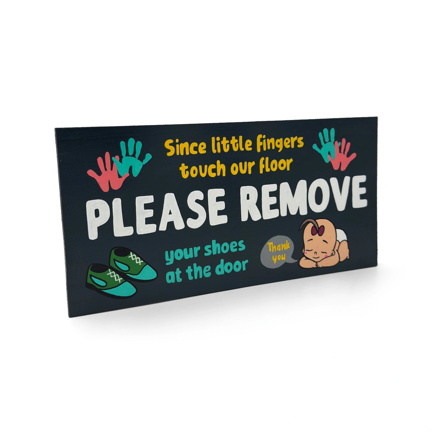 Please Remove Your Shoes Hand-Painted Wooden Wall Hanging
