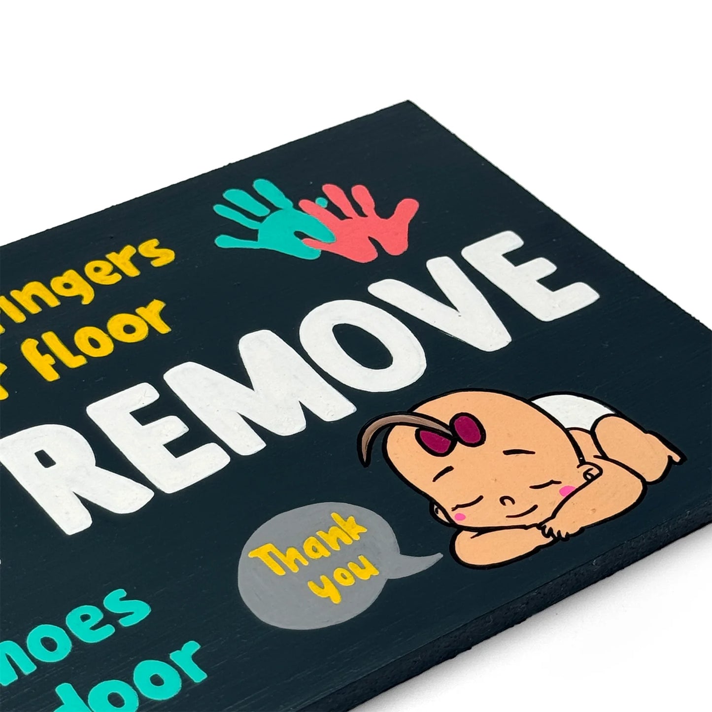 Please Remove Your Shoes Hand-Painted Wooden Wall Hanging