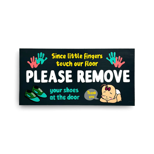 Please Remove Your Shoes Hand-Painted Wooden Wall Hanging