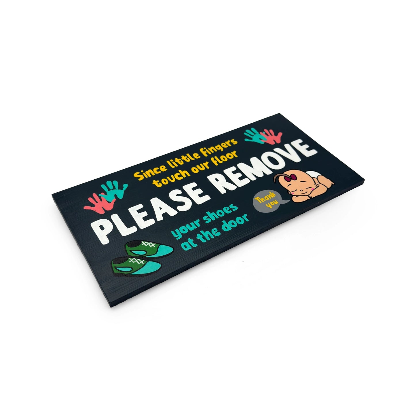 Please Remove Your Shoes Hand-Painted Wooden Wall Hanging