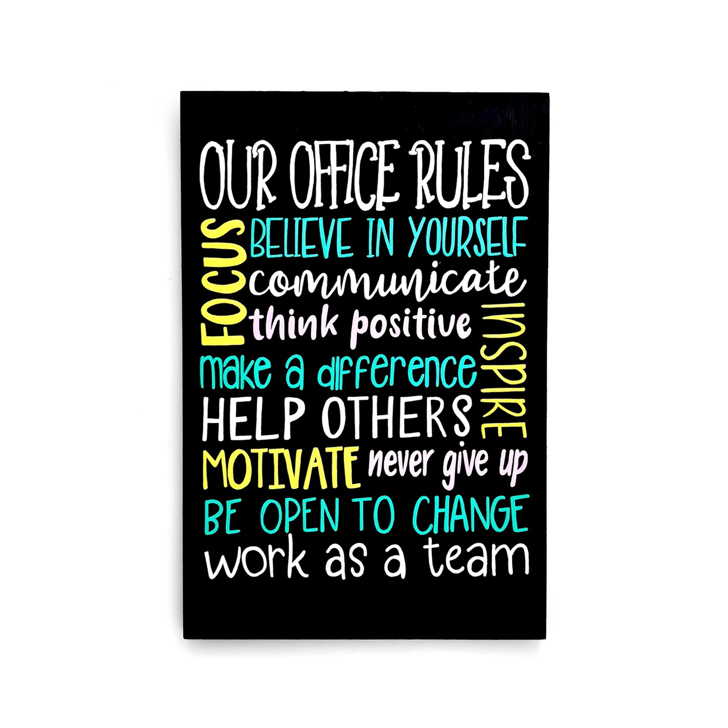 Our Office Rules Hand-Painted Wooden Wall Hanging