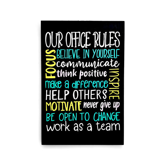 Our Office Rules Hand-Painted Wooden Wall Hanging