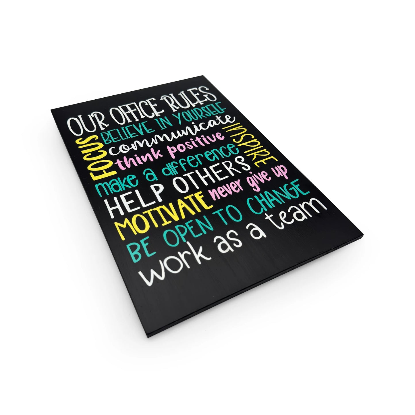 Our Office Rules Hand-Painted Wooden Wall Hanging