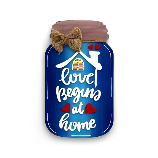 Love Begins At Home Hand-Painted Wooden Wall Hanging