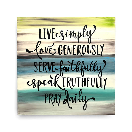 Live Love Serve Speak Pray Hand-Painted Wooden Wall Hanging