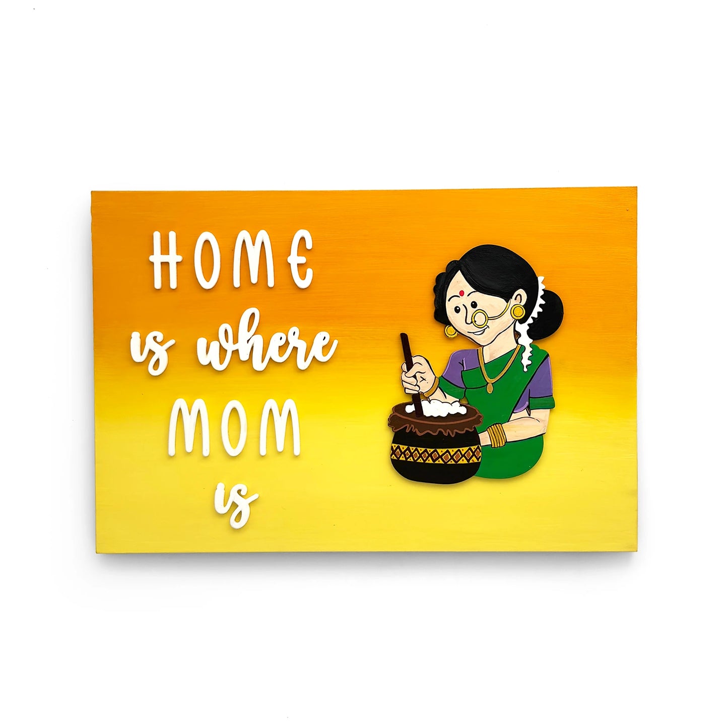 Home Is Where Mom Is Hand-Painted Wooden Wall Hanging