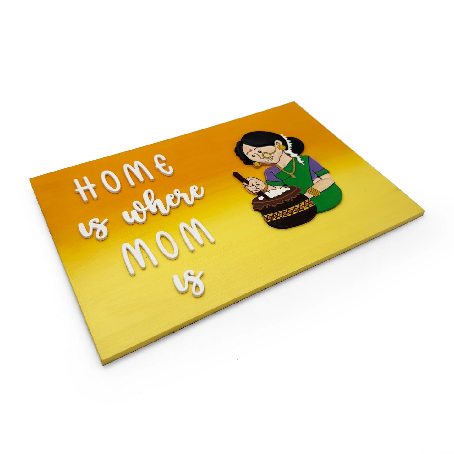 Home Is Where Mom Is Hand-Painted Wooden Wall Hanging